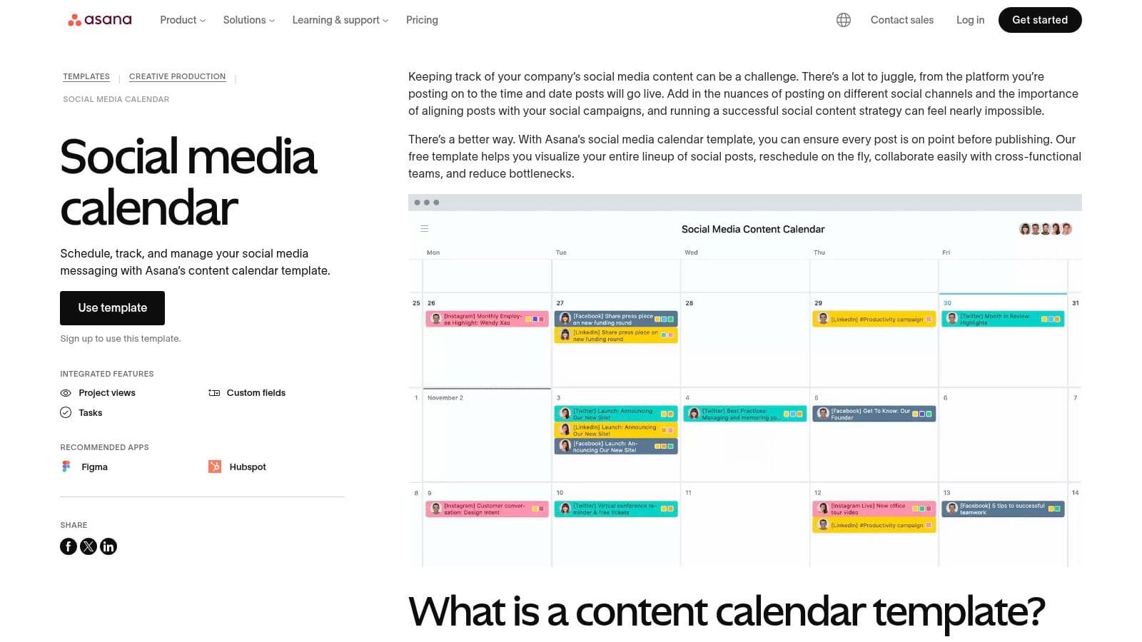Asana — Social Media Content Calendar (Template/Guide)