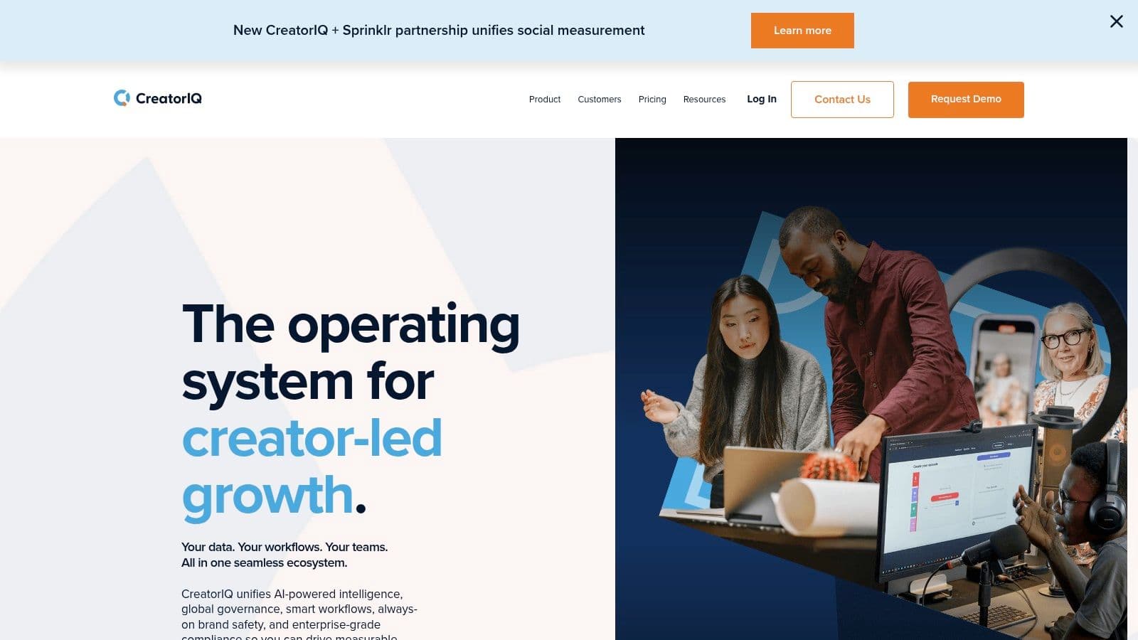 CreatorIQ user interface showing creator analytics and content.