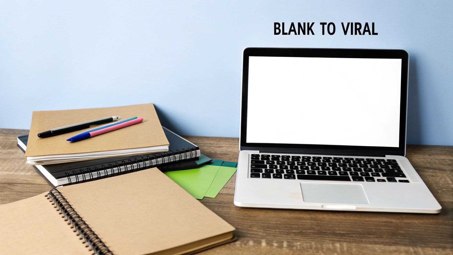 A person typing on a laptop, with visual elements representing video creation and AI flowing from the screen.