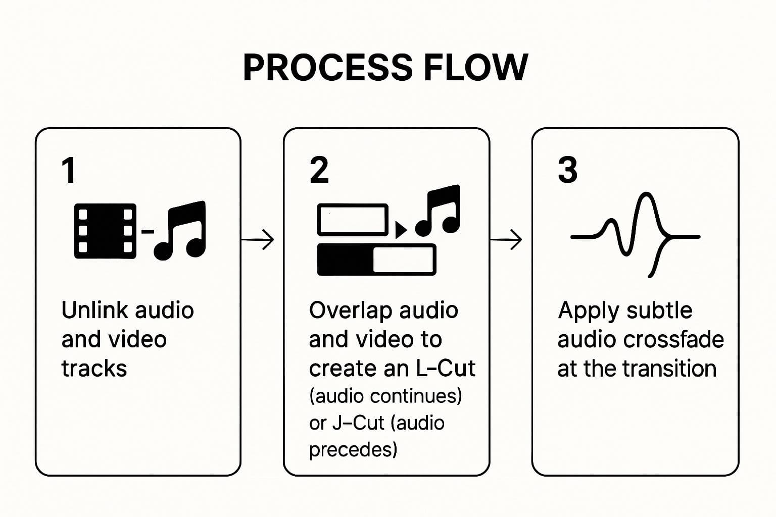 Infographic showing key data about Use J-Cuts and L-Cuts for Professional Transitions